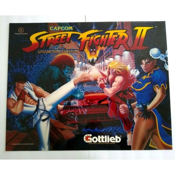 Street Fighter II Pinball Game Translite Artwork Original 1992 Christmas Gift - Picture 2 of 6